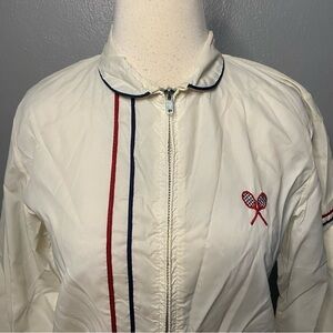 Vintage Northernaire Nylon Windbreaker Tennis Zip Front White M